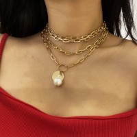 Ланцюжок багатошаровий із перлиною "Total Gold", золото