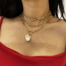 Ланцюжок багатошаровий із перлиною "Total Gold", золото