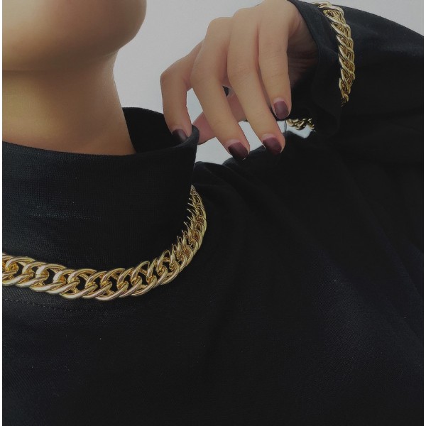 Ланцюжок і браслет із великими ланками "Metal Duet", набір