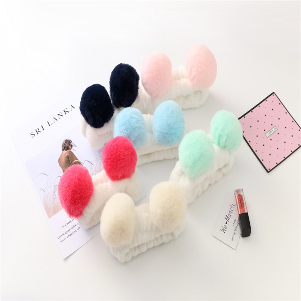 Пов'язка для макіяжу "Панда" з помпонами, 11 кольорів