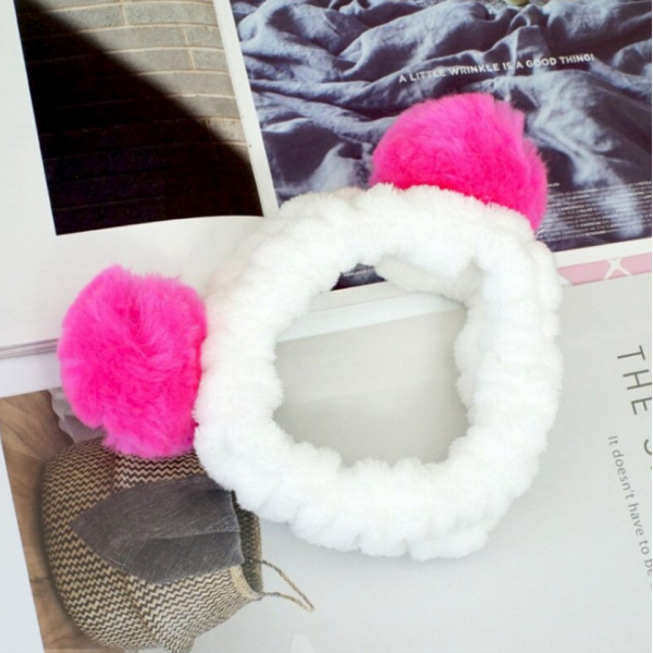 Пов'язка для макіяжу "Панда" з помпонами, 11 кольорів