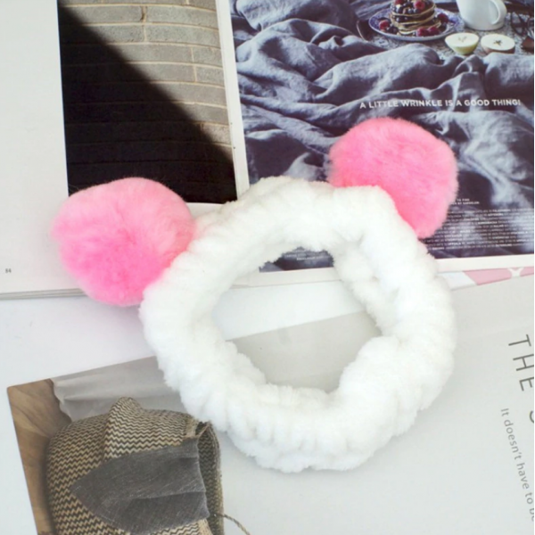 Пов'язка для макіяжу "Панда" з помпонами, 11 кольорів