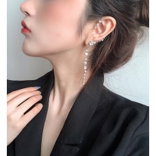 Сережка каффа зі стразами "Shining Thread", срібло