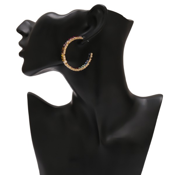 Сережки з різнокольоровими каменями "Rainbow Stones", золото Сережки з різнокольоровими каменями "Rainbow Stones", золото