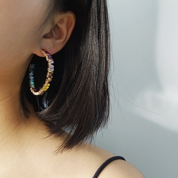 Сережки з різнокольоровими каменями "Rainbow Stones", золото Сережки з різнокольоровими каменями "Rainbow Stones", золото