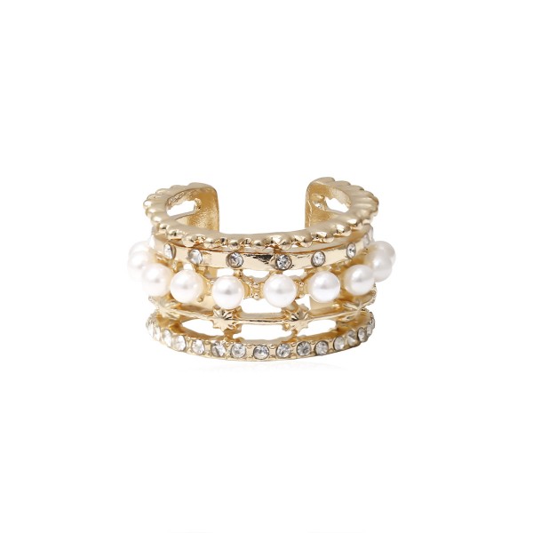 Сережка кафф з перлами і стразами "Luxury Hairpin", набір 2 шт, золото