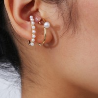 Сережки каффи "Double Pearl Caffa" з перлами, набір 2 шт