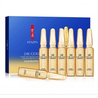 Набор ампул VENZEN 24K Pure Gold Essence с гиалуроновой кислотой и частицами золота, упаковка (2мл х 7шт)
