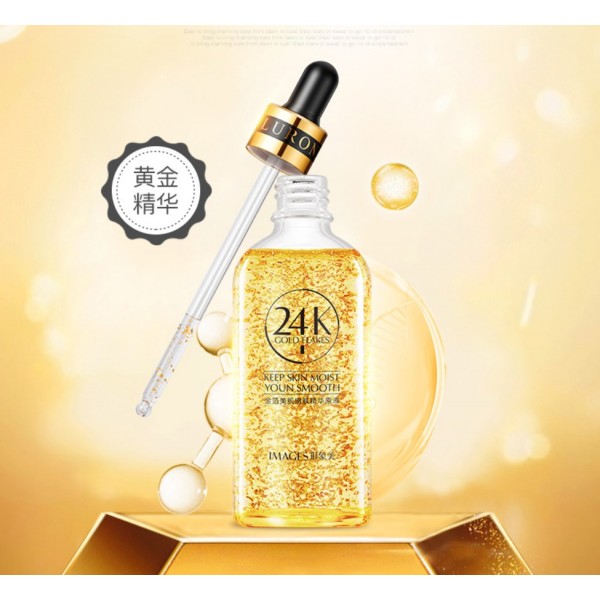 Сироватка для обличчя омолоджуюча Images Gold Flakes з 24К золотом і гіалуроновою кислотою, 100 мл