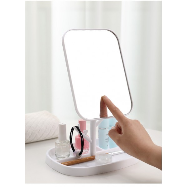 Дзеркало косметичне на підставці, з органайзером, 2 кольори Дзеркало косметичне на підставці, з органайзером, 2 кольори