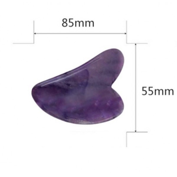 Шкребок Гуаша "Галочка", з аметисту, натуральний масажер Гуаша, аметист, 5,5х8,5 см