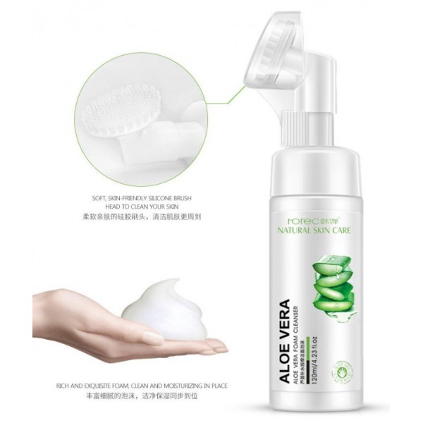 Пінка-мус для вмивання зі щіточкою Rorec Aloe Vera, 120 мл Пінка-мус для вмивання зі щіточкою Rorec Aloe Vera, 120 мл