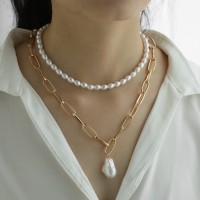 Цепочка многослойная с жемчугом двойная "Dazzling Set", золото