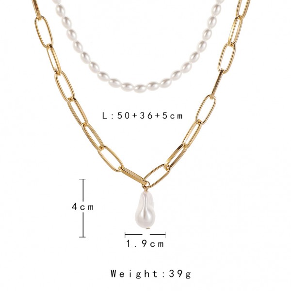 Ланцюжок багатошаровий з перлами подвійний ""Dazzling Set", золото Ланцюжок багатошаровий з перлами подвійний ""Dazzling Set", золото