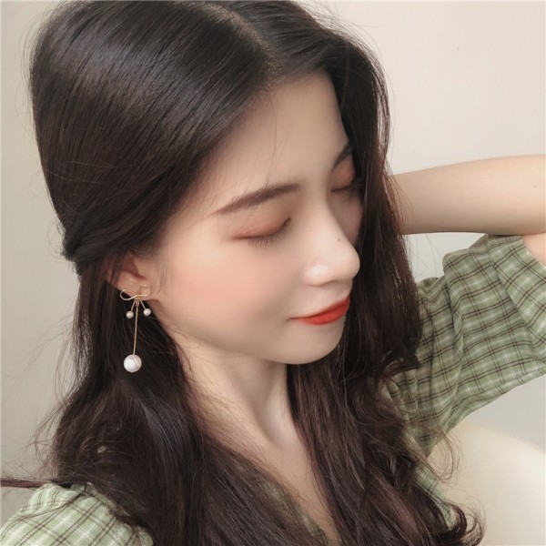 Сережки з перлами і бантиком "Pearl Bow"