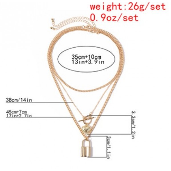 Ланцюжок багатошаровий із замком та сердечком "Closed Heart" Ланцюжок багатошаровий із замком та сердечком "Closed Heart"