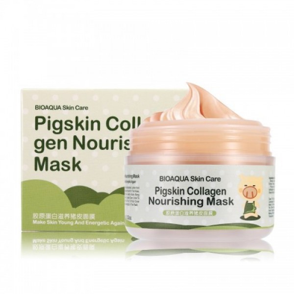 Ночная маска для лица и шеи BIOAQUA Pigskin Collagen Nourishing Mask, 100 г