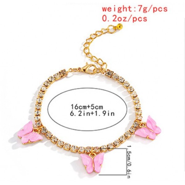 Браслет на ногу, анклет з метеликами "Little Butterflies", золото Браслет на ногу, анклет з метеликами "Little Butterflies", золото