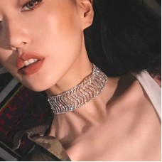 Ланцюжок чокер зі стразами "Independent", срібло та золото