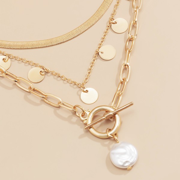 Ланцюжок із перлами та великим ланцюжком "Pearl Grunge", набір із 3 ланцюжків Ланцюжок із перлами та великим ланцюжком "Pearl Grunge", набір із 3 ланцюжків