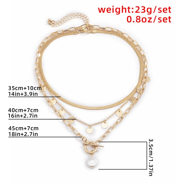Ланцюжок із перлами та великим ланцюжком "Pearl Grunge", набір із 3 ланцюжків Ланцюжок із перлами та великим ланцюжком "Pearl Grunge", набір із 3 ланцюжків