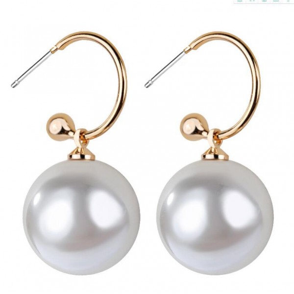 Сережки з великою перлиною "Large Delicate Pearl", золото Сережки з великою перлиною "Large Delicate Pearl", золото