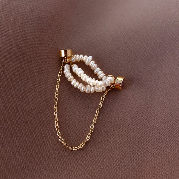 Сережка кафф магнітна з перлами "Pearl Tenderness", золото Сережка кафф магнітна з перлами "Pearl Tenderness", золото