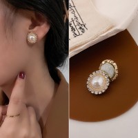 Сережка каффа магнітна з перлами "Double Pearls", золото