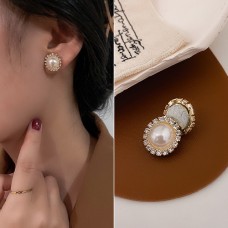 Сережка каффа магнітна з перлами "Double Pearls", золото