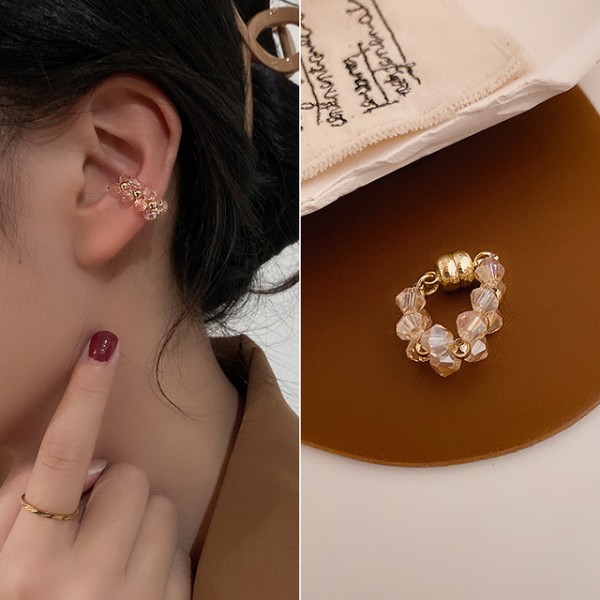 Сережка каффа магнітна з камінням "Big Stone", золото