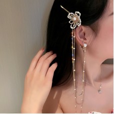 Серрежка каффа з невидимкою квіткою "Mode Flover", золото