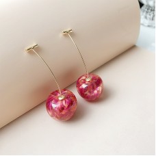 Серьги - вишенки с лепестками "Tinder Rose", 1 пара