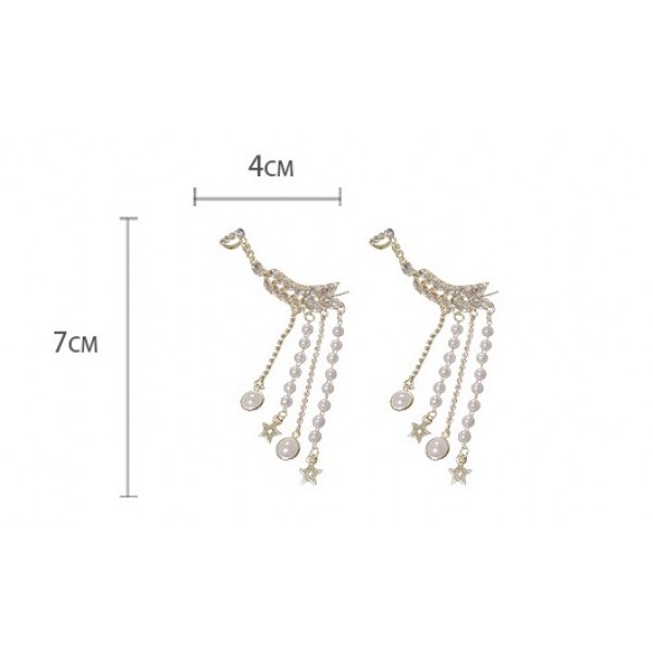 Сережки каффи з перлами і зірками "Star Gap", золото