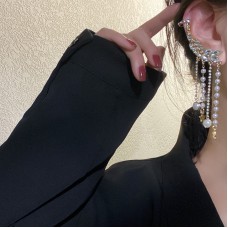 Сережки каффи з перлами і зірками "Star Gap", золото