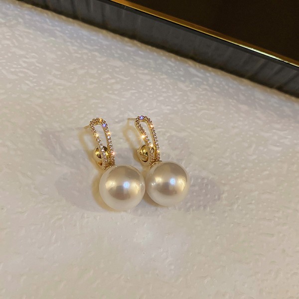 Сережки з перлами та стразами "Glam Look", золото Сережки з перлами та стразами "Glam Look", золото