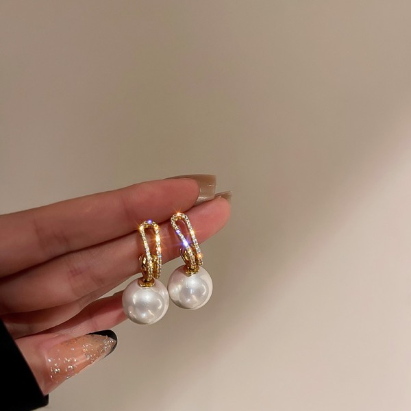 Сережки з перлами та стразами "Glam Look", золото Сережки з перлами та стразами "Glam Look", золото