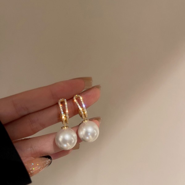 Сережки з перлами та стразами "Glam Look", золото Сережки з перлами та стразами "Glam Look", золото