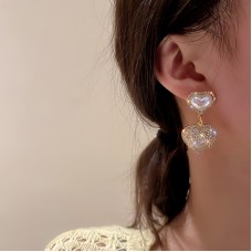 Сережки у формі серця "Total Heart" зі стразами, золото