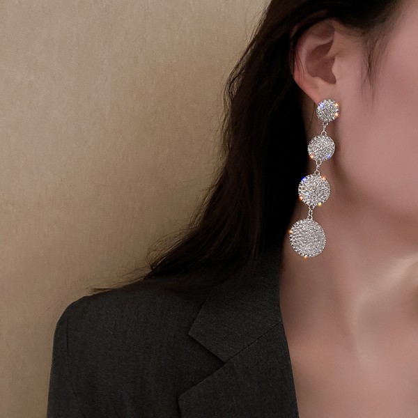 Серьги со стразами "Circles of the Universe", серебро