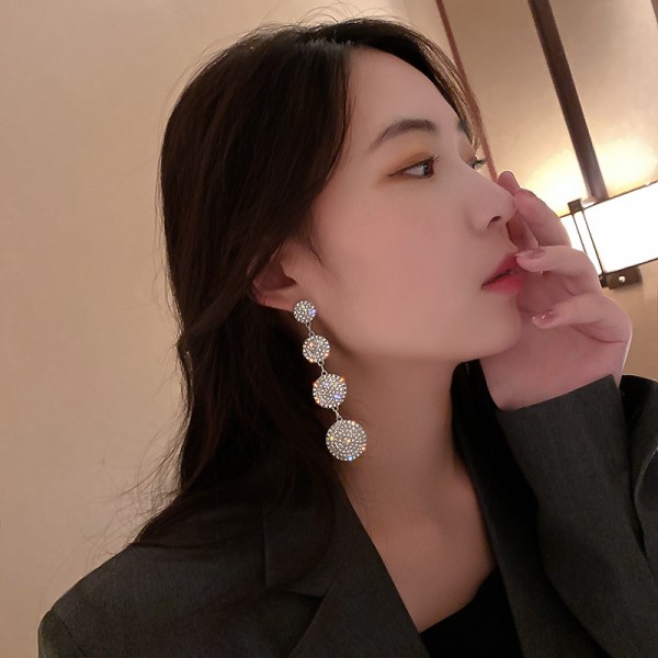 Серьги со стразами "Circles of the Universe", серебро