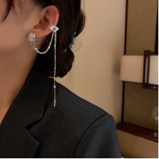 Серьга кафф зі стразами "Nude Gap", срібло