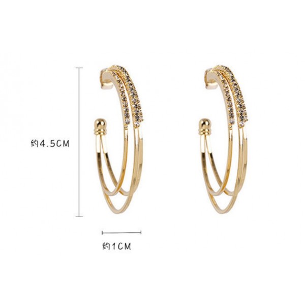 Сережки зі стразами "Big Gold Accent", різні кольори