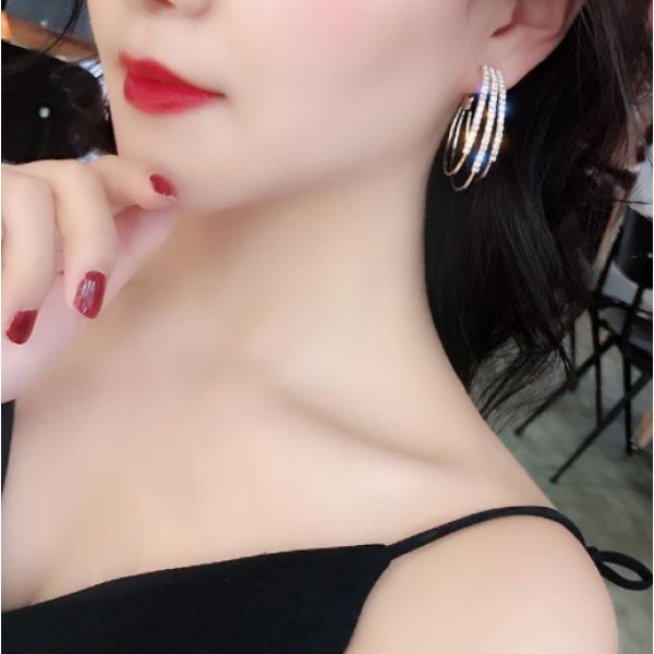 Сережки зі стразами "Big Gold Accent", різні кольори