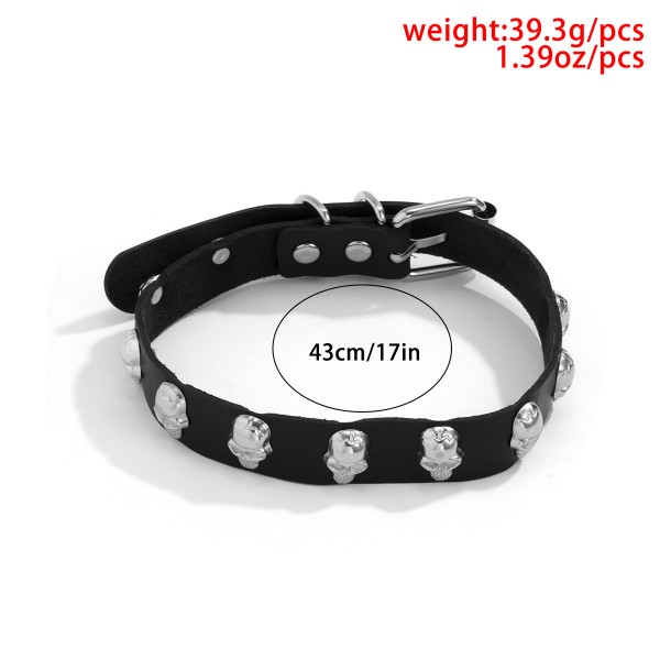 Чокер шкіряний з черепами "Bad Black"