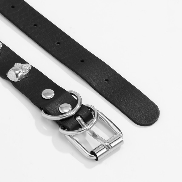 Чокер шкіряний з черепами "Bad Black"