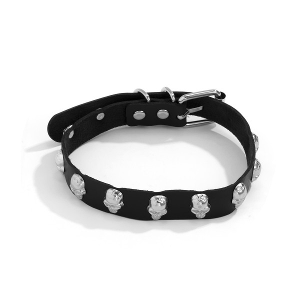 Чокер шкіряний з черепами "Bad Black"