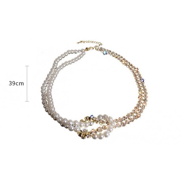 Чокер зі стразами та перлами "Dual", 1 шт