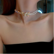 Чокер зі стразами та перлами "Dual", 1 шт