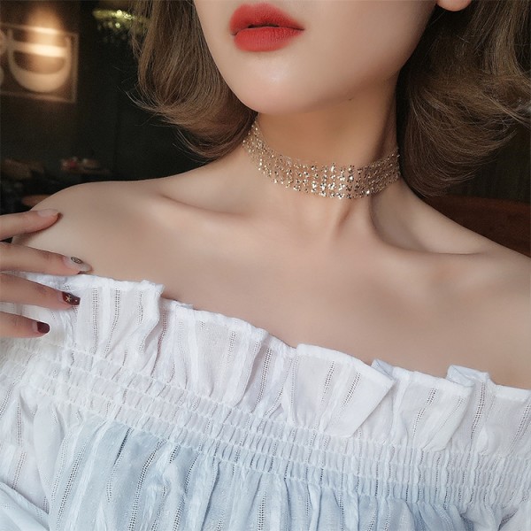 Чокер с пайетками "Delicate Sequins", серебро и золото