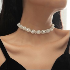 Чокер із перлинами та квітами "Flower Radiance", 1шт